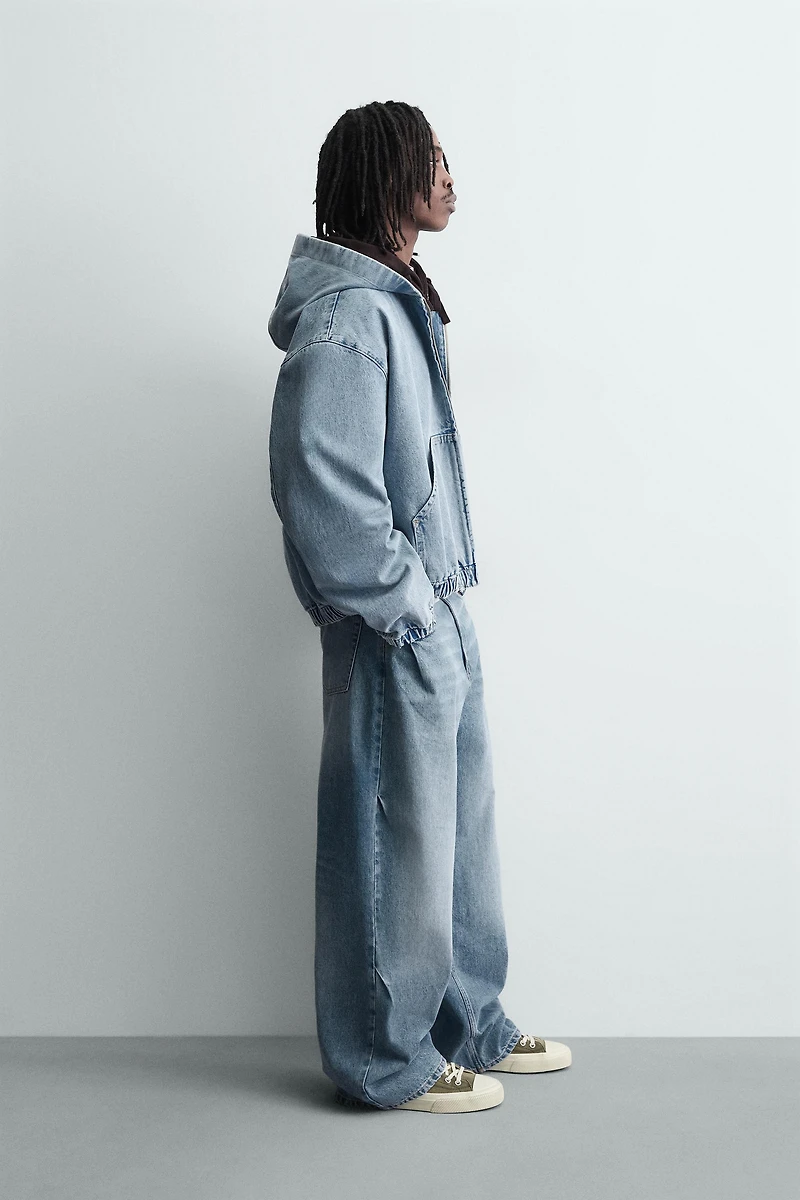 BLOUSON DÉLAVÉ À CAPUCHE