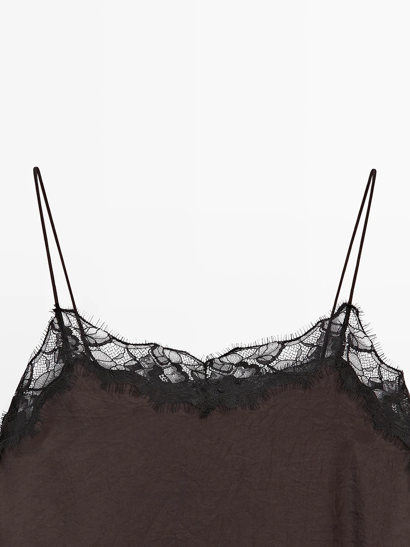 Camisole top with contrast lace detail