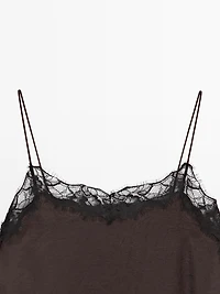 Camisole top with contrast lace detail