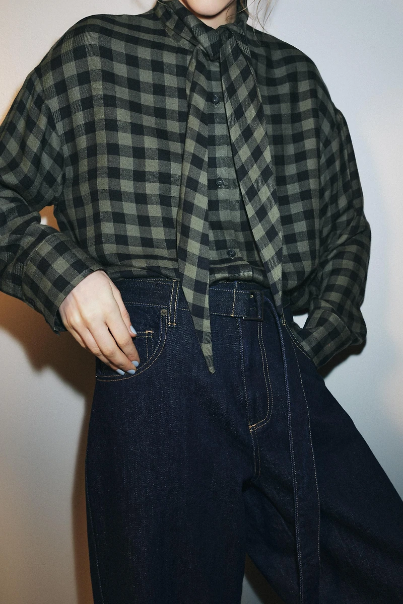 GATHERED GINGHAM SHIRT ZW COLLECTION