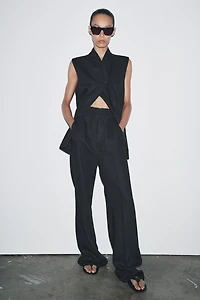 LINEN BLEND BUCKLE PANTS ZW COLLECTION
