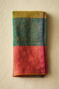 LOT DE SERVIETTES DE TABLE EN LIN À CARREAUX MULTICOLORES (LOT DE 2)