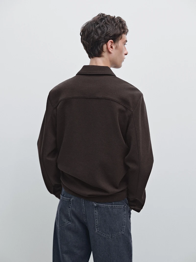 Short double wool blend jacket