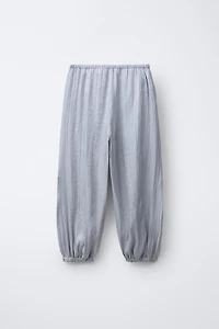 Satin Balloon Pants with Wrinkled Effect