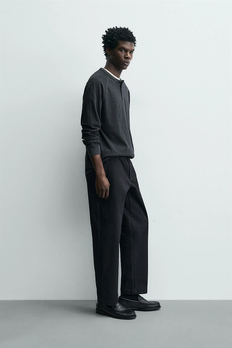 STRIPED HENLEY T-SHIRT