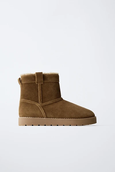 SHEARLING LEATHER ANKLE BOOTS