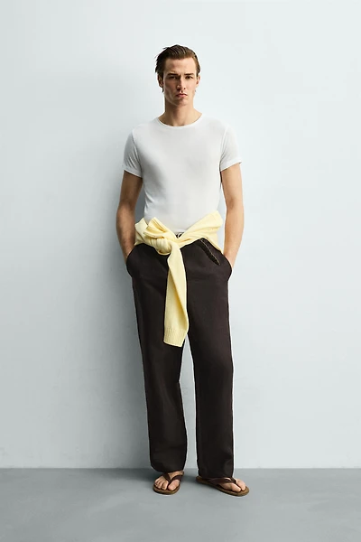 SLIM FIT VISCOSE STRUCTURED T-SHIRT