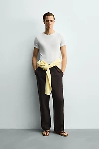SLIM FIT VISCOSE STRUCTURED T-SHIRT