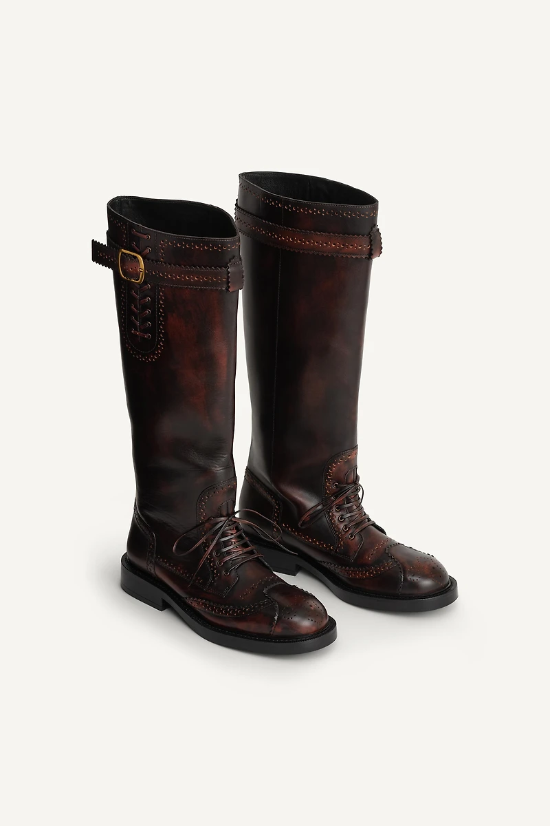 PERFORATED LEATHER TALL BOOTS LIMITED EDITION