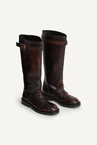 PERFORATED LEATHER TALL BOOTS LIMITED EDITION