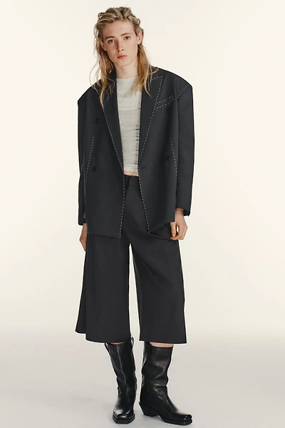 OVERSIZED BLAZER WITH CONTRAST STITCHING