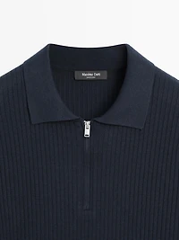 Pull polo en maille à col zippé