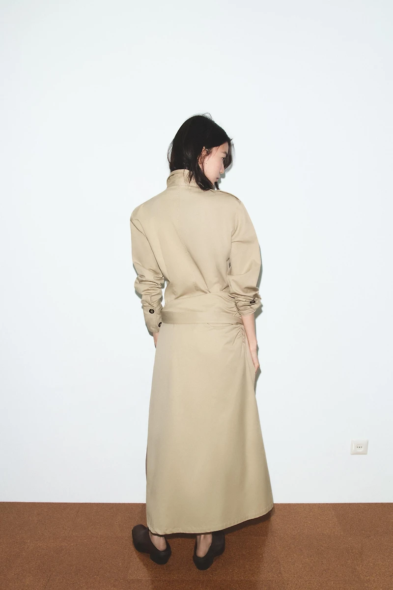 MIDI TWILL DRESS WITH LOOPS