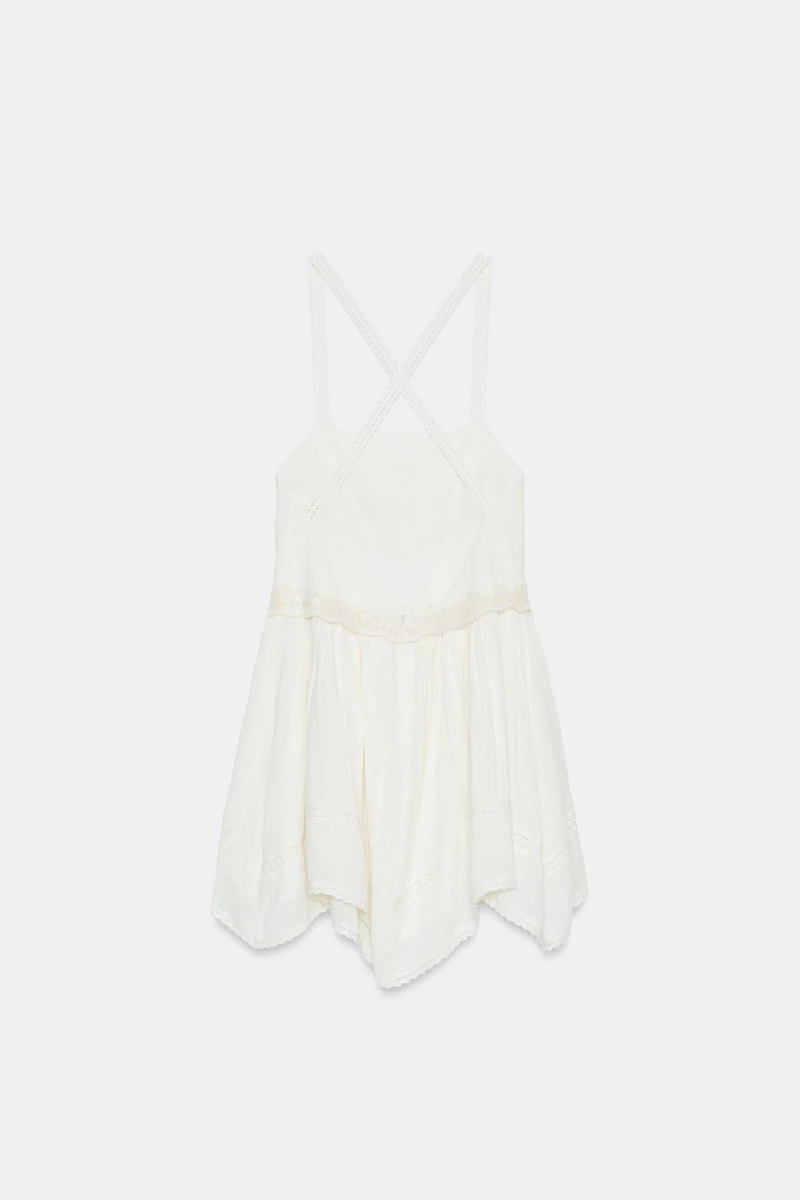 EMBROIDERED CHIFFON MINI DRESS