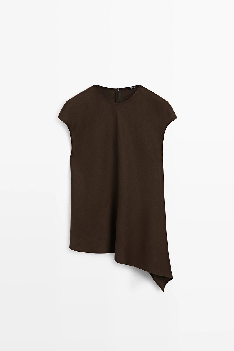 100% linen asymmetric top