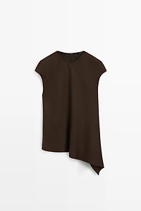 100% linen asymmetric top