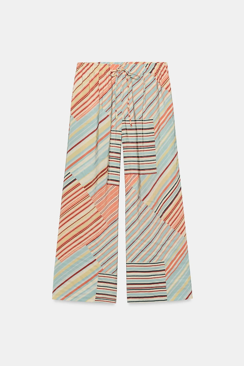 STRIPED WIDE LEG PANTS