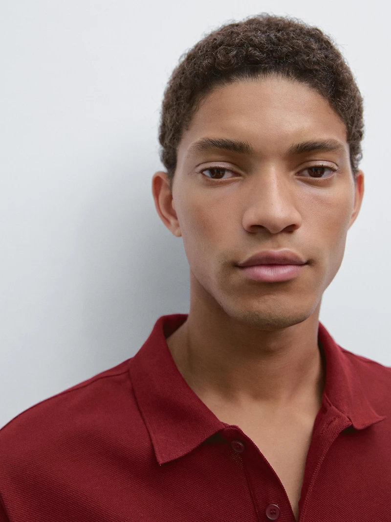 Micro textured piqué cotton polo shirt