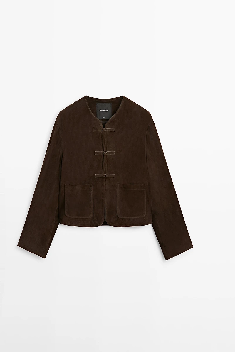 Short suede leather jacket