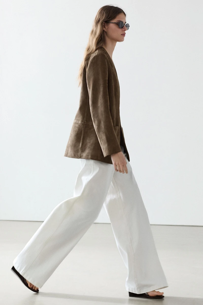 Suede leather blazer