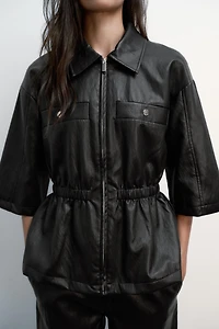 FAUX LEATHER BLAZER
