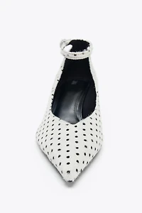 CHAUSSURES À TALONS EN CUIR AVEC EFFET FOURRURE POIS