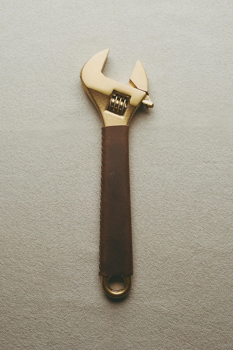 STEEL WRENCH WITH LEATHER HANDLE