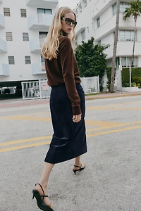STRAIGHT CORDUROY MIDI SKIRT