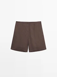 100% linen short Bermuda shorts