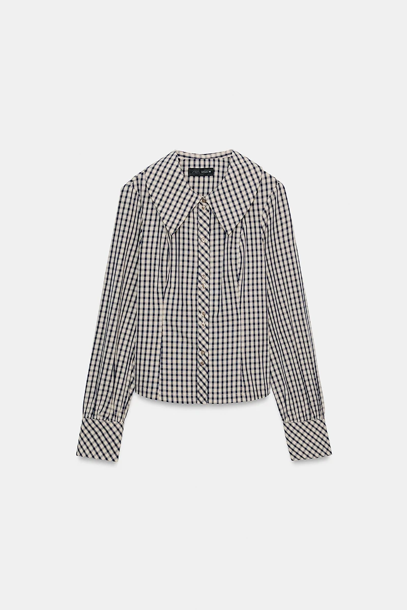 PLAID PETER PAN COLLAR SHIRT