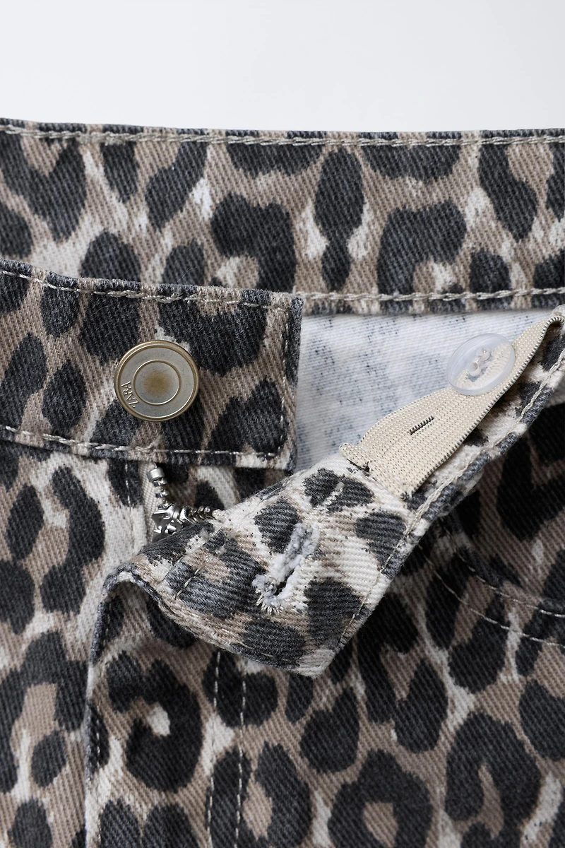 ANIMAL PRINT WIDE LEG JEANS