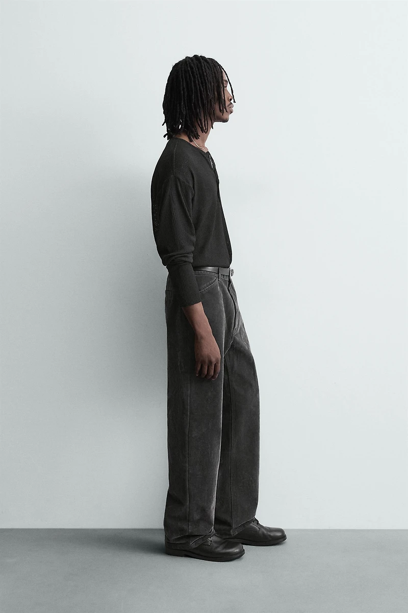 RELAXED FIT FLOCKED PANTS