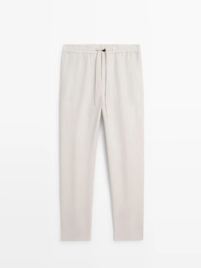 Linen jogger fit trousers