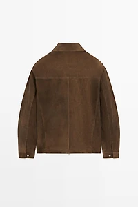 Veste à fermeture Éclair en cuir effet daim