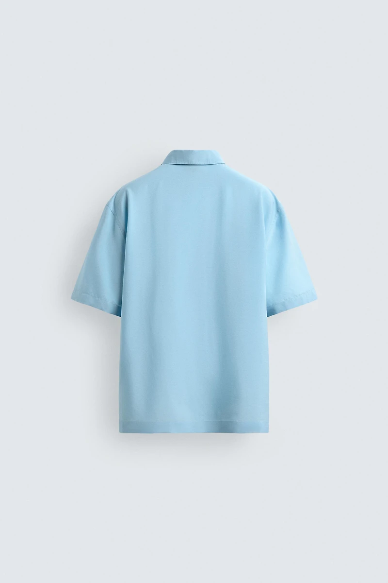 FLOWY VISCOSE BLEND POLO SHIRT