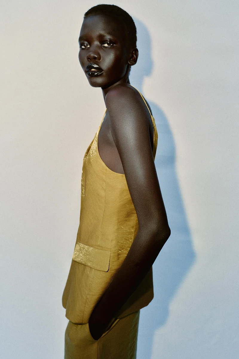 WRINKLED SATIN EFFECT VEST