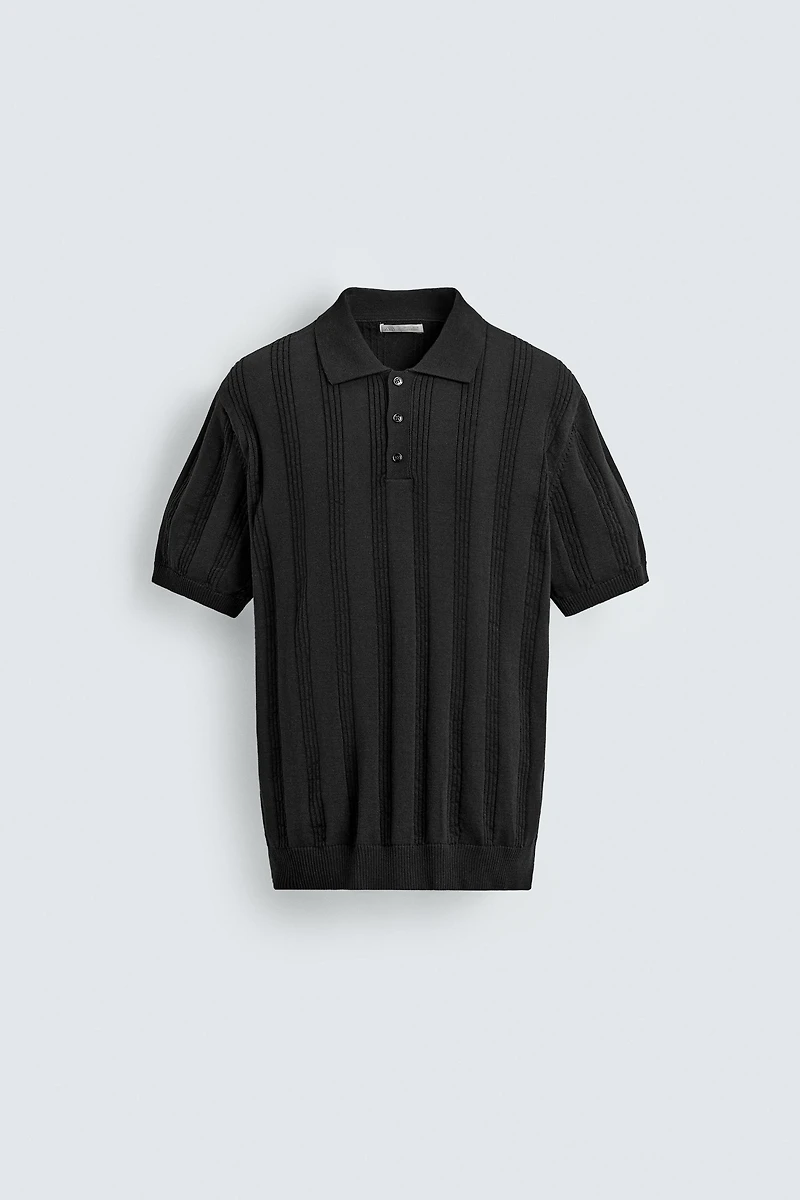 REGULAR FIT KNIT TEXTURED POLO