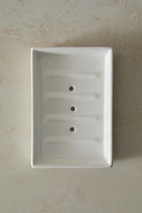 WHITE EARTHENWARE BATHROOM SOAP DISH