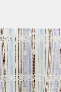 STRIPED EMBROIDERED MIDI SKIRT