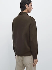 Contrast cotton and leather jacket