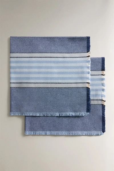 LOT DE 2 SERVIETTES DE TABLE RAYURES FIL TEINTÉ