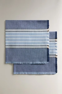 LOT DE 2 SERVIETTES DE TABLE RAYURES FIL TEINTÉ