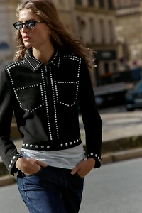 FAUX SUEDE STUDDED JACKET