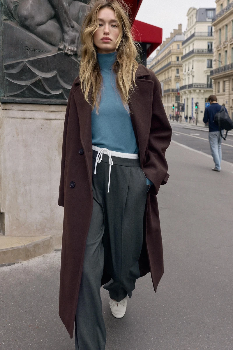 DOUBLE WAISTBAND WIDE-LEG PANTS