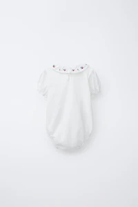 FLORAL EMBROIDERED COLLAR BODYSUIT