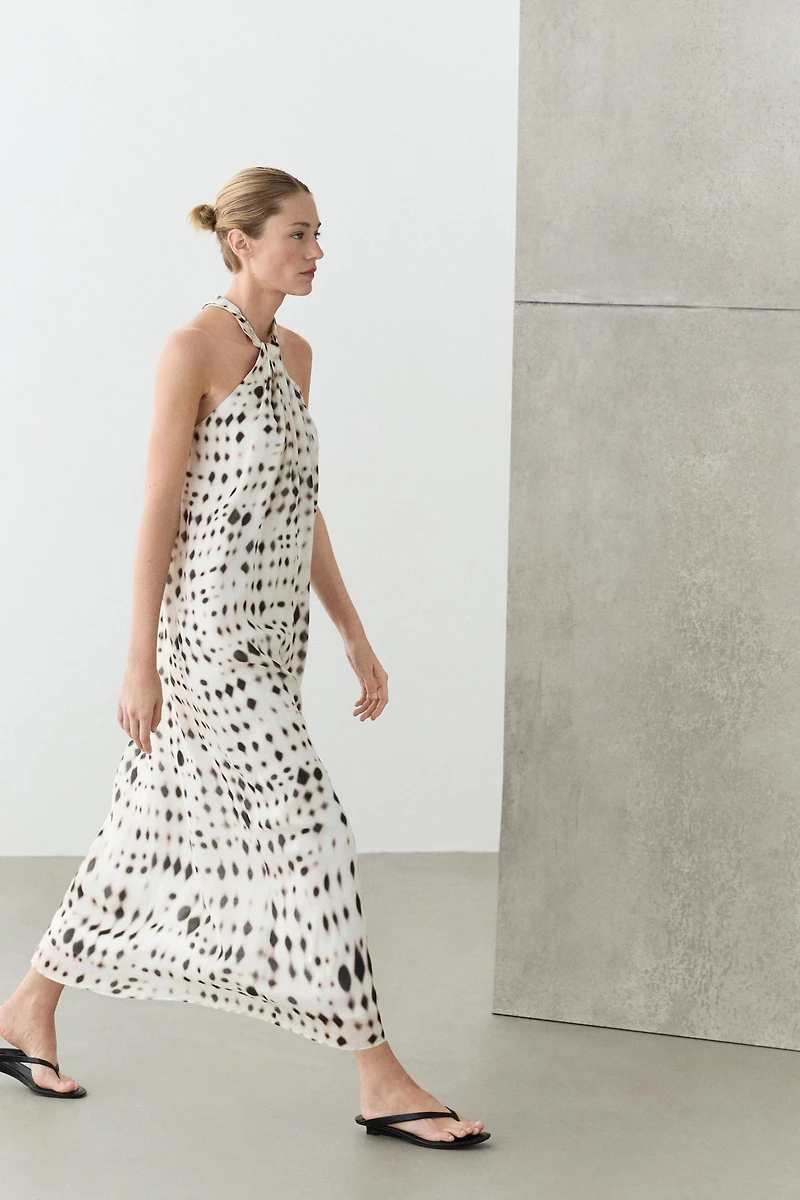 Printed halter dress