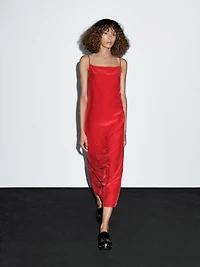 Midi dress with a straight neckline
