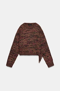 KNITTED JUMPER WITH SIDE FRINGES