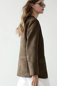 Suede leather blazer