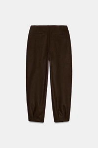 WOOL BARREL PLEATED PANTS